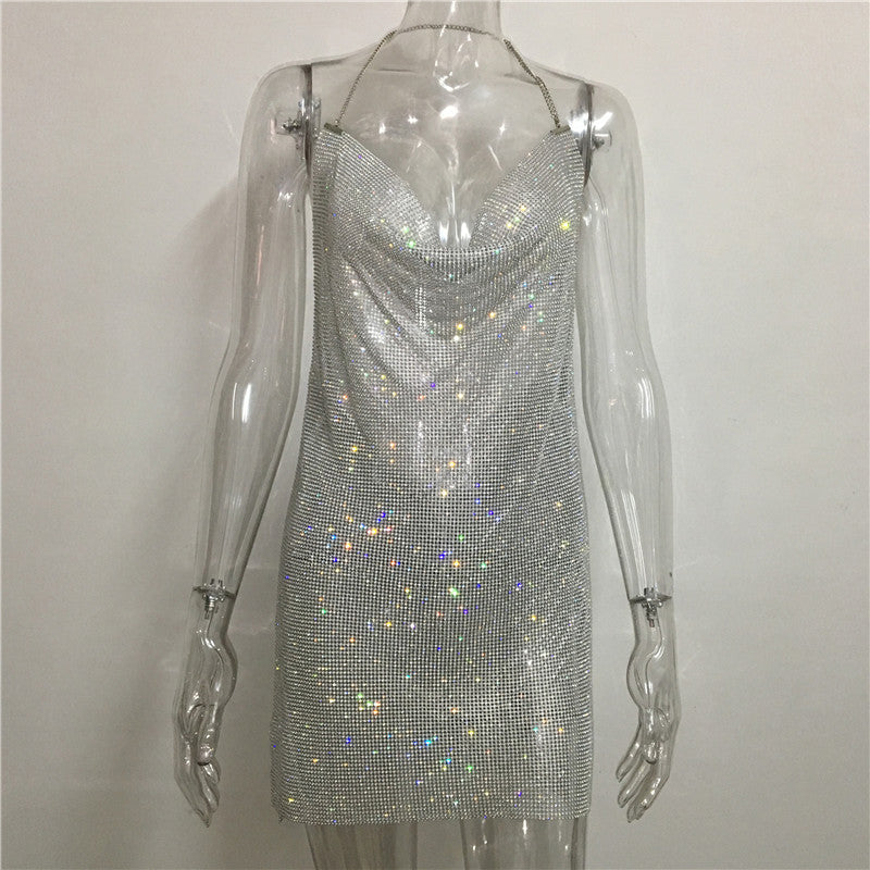 wish explosion Hot Stars skirt aluminum mesh diamond dress hip skirt