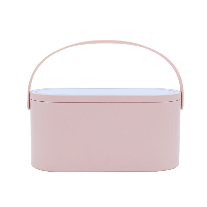 New portable makeup box with lamp led desktop storage makeup mirror one thing dual purpose factory