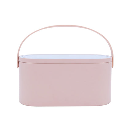 New portable makeup box with lamp led desktop storage makeup mirror one thing dual purpose factory