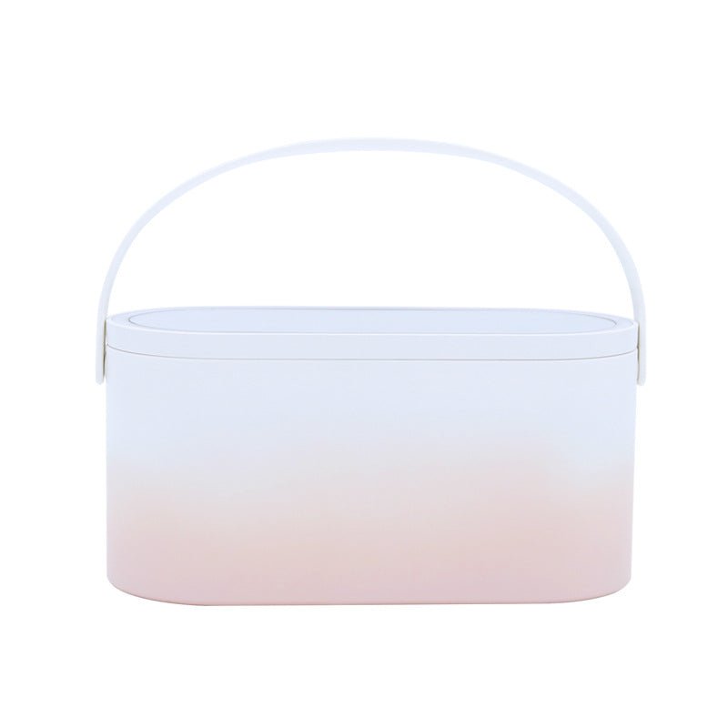 New portable makeup box with lamp led desktop storage makeup mirror one thing dual purpose factory