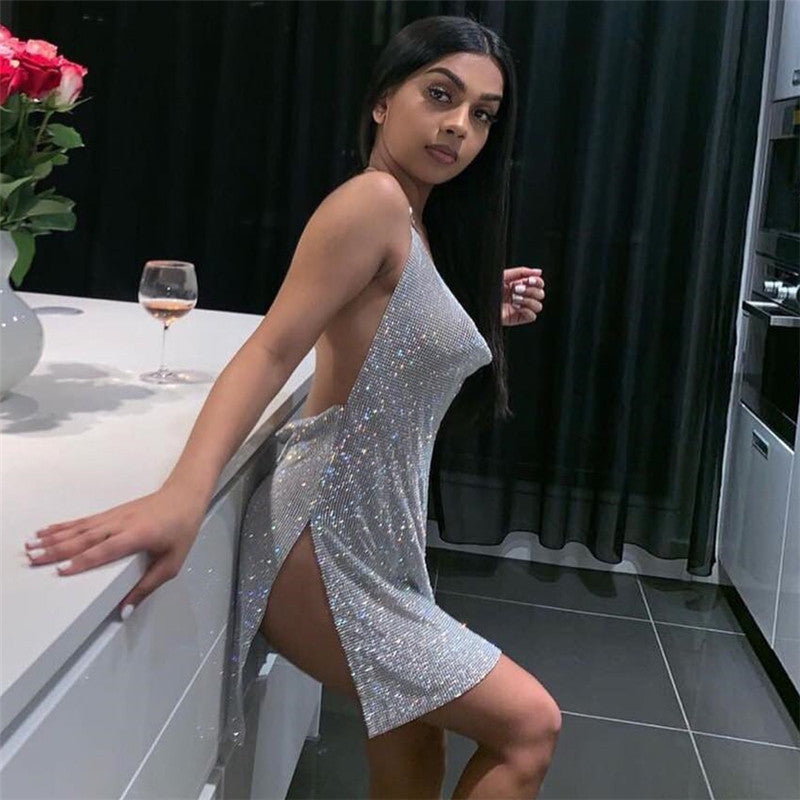 wish explosion Hot Stars skirt aluminum mesh diamond dress hip skirt