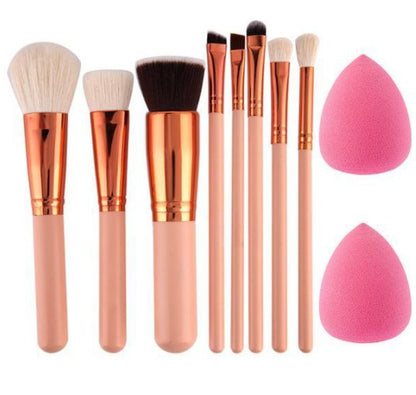 8 makeup brushes, beauty tools, powder gold, water drop puff, scrub egg set