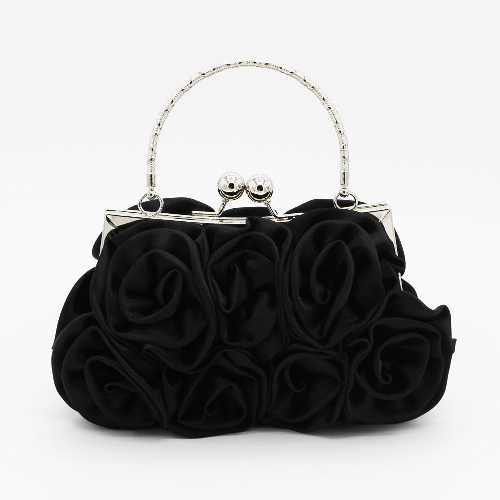 satin flower cloth bag handmade sewing 14 roses dinner bag satin cloth dress bag bride bag Damenhandtaschen, Damen-Clutch-Taschen, Satin, Hochzeit, Party, Valentinstag, Blumenmuster