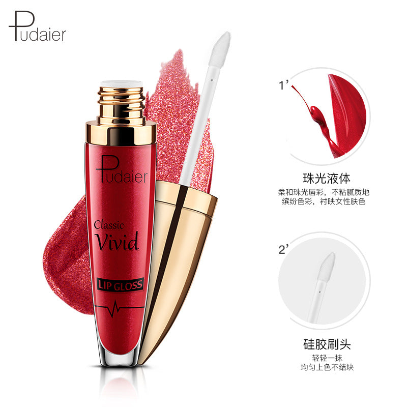 Pudaier Glitter Flip Matte Pearl Lip Gloss Non-stick Cup Diamond Lip Gloss
