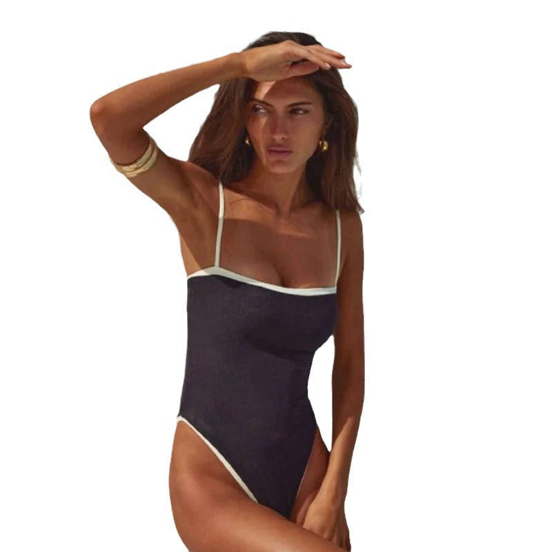 Swimsuit women's 2024/25 new color matching swimsuit European and American cross-border hot-selling small Chanel style one-piece swimsuit